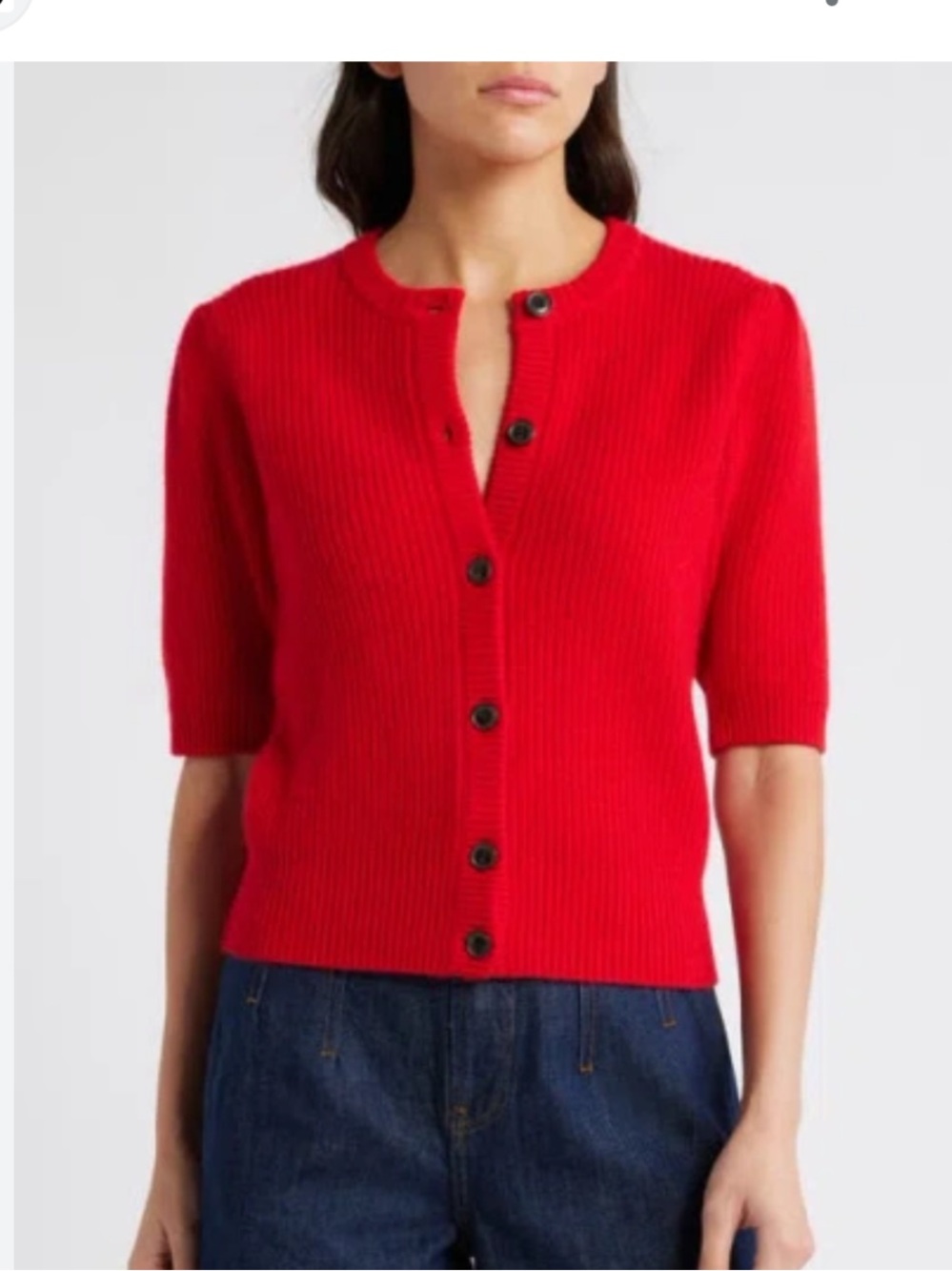 Frame Shrunken Rib Wool & Cashmere Cardigan - True Red